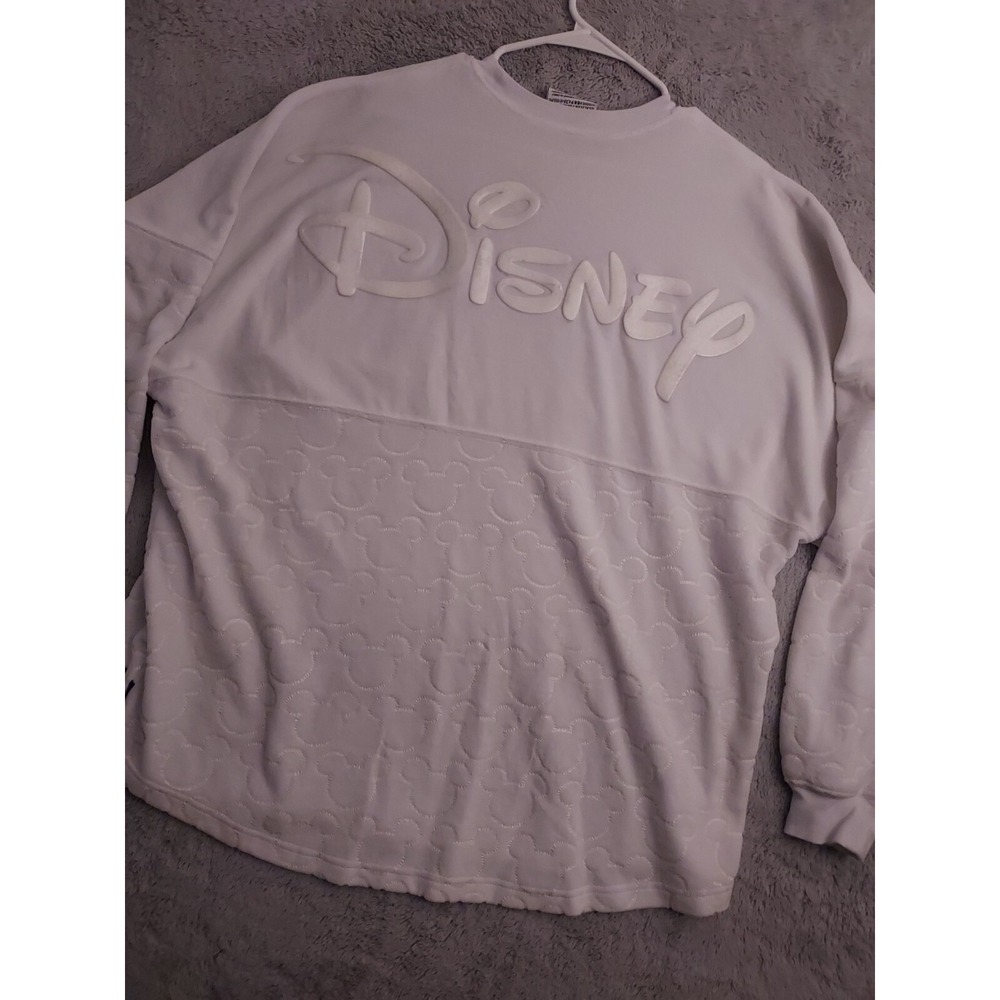 Disney Spirit Jersey Womens Extra Large Oversized Plush Terry Velour White Crew